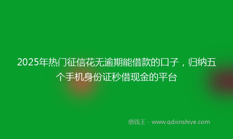 2025年热门征信花无逾期能借款的口子，归纳五个手机身份证秒借现金的平台