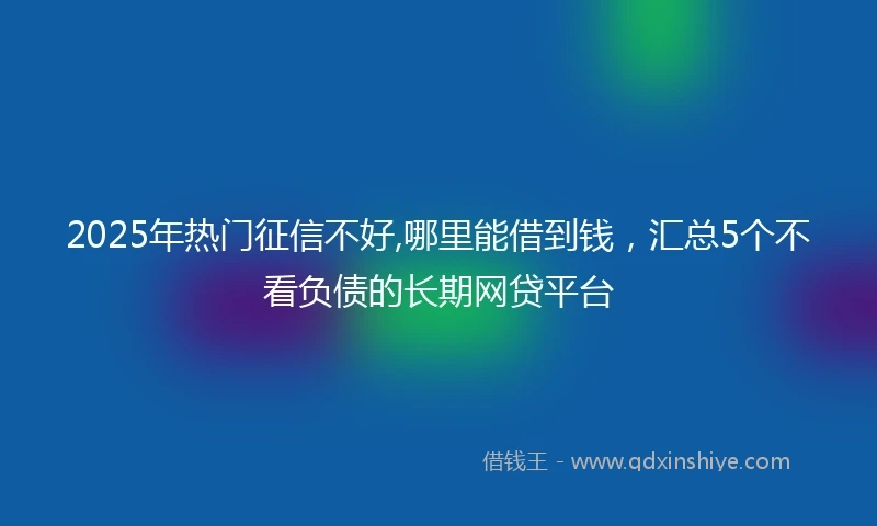 2025年热门征信不好,哪里能借到钱，汇总5个不看负债的长期网贷平台
