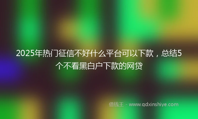 2025年热门征信不好什么平台可以下款，总结5个不看黑白户下款的网贷