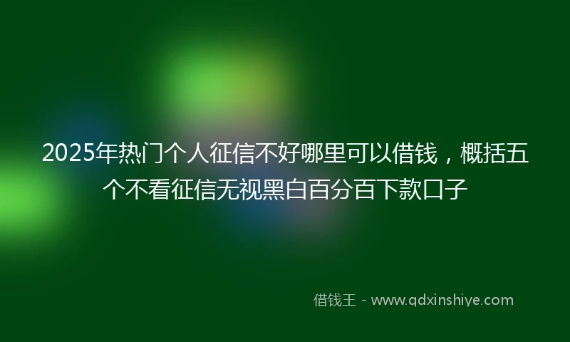 2025年热门个人征信不好哪里可以借钱，概括五个不看征信无视黑白百分百下款口子