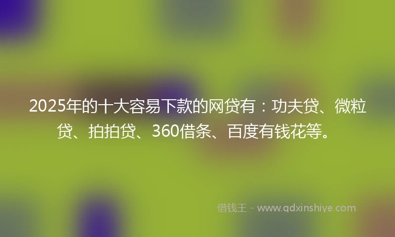 2025年的十大容易下款的网贷有：功夫贷、微粒贷、拍拍贷、360借条、百度有钱花等。