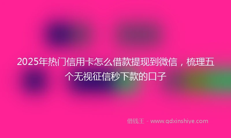 2025年热门信用卡怎么借款提现到微信，梳理五个无视征信秒下款的口子