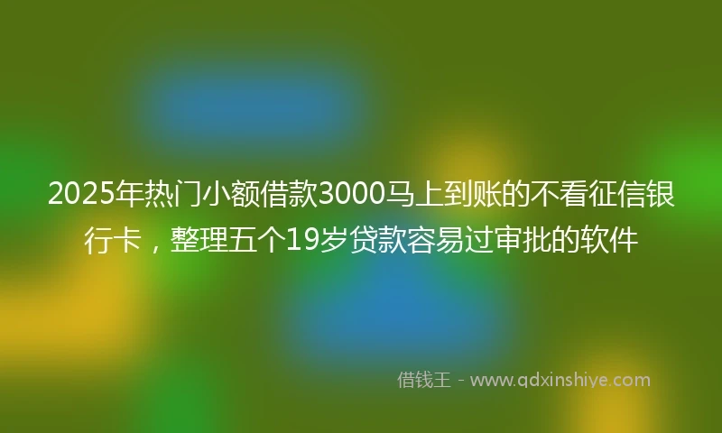 2025年热门小额借款3000马上到账的不看征信银行卡，整理五个19岁贷款容易过审批的软件