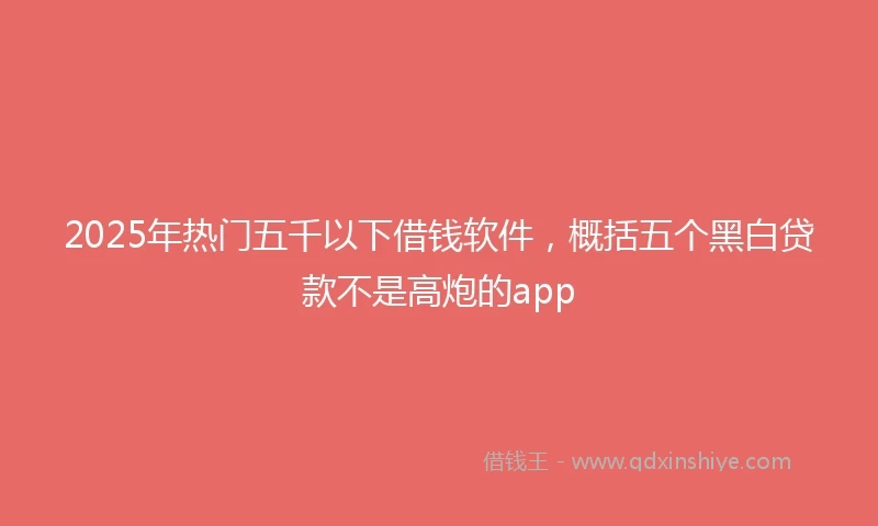 2025年热门五千以下借钱软件，概括五个黑白贷款不是高炮的app