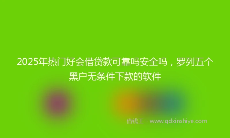 2025年热门好会借贷款可靠吗安全吗，罗列五个黑户无条件下款的软件