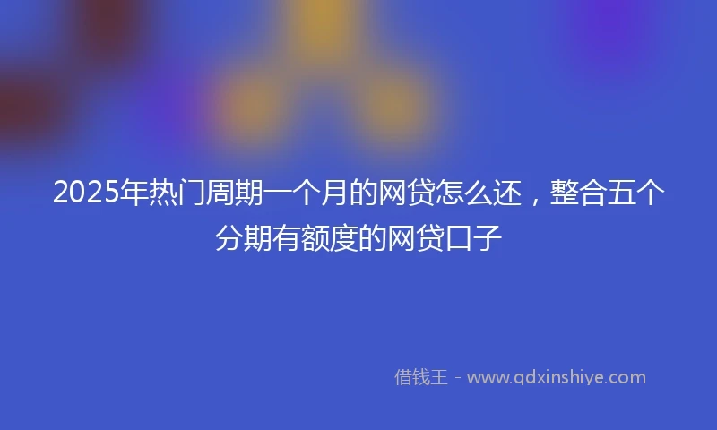 2025年热门周期一个月的网贷怎么还,整合五个分期有额度的网贷口子