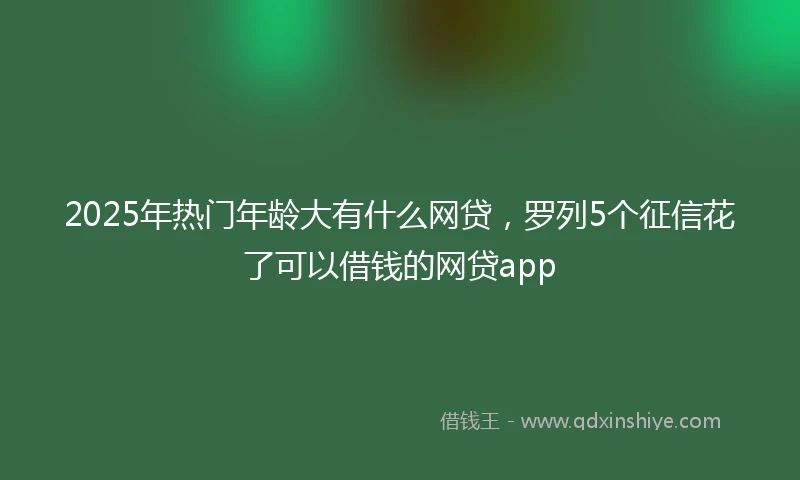2025年热门年龄大有什么网贷，罗列5个征信花了可以借钱的网贷app