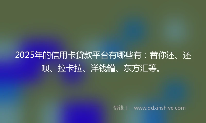 2025年的信用卡贷款平台有哪些有：替你还、还呗、拉卡拉、洋钱罐、东方汇等。