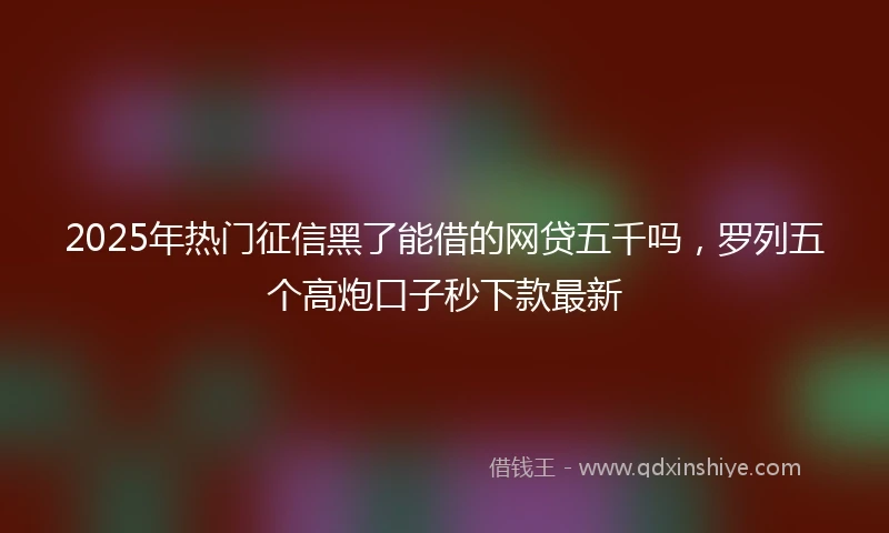 2025年热门征信黑了能借的网贷五千吗，罗列五个高炮口子秒下款最新
