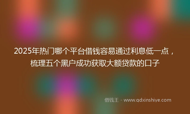 2025年热门哪个平台借钱容易通过利息低一点，梳理五个黑户成功获取大额贷款的口子