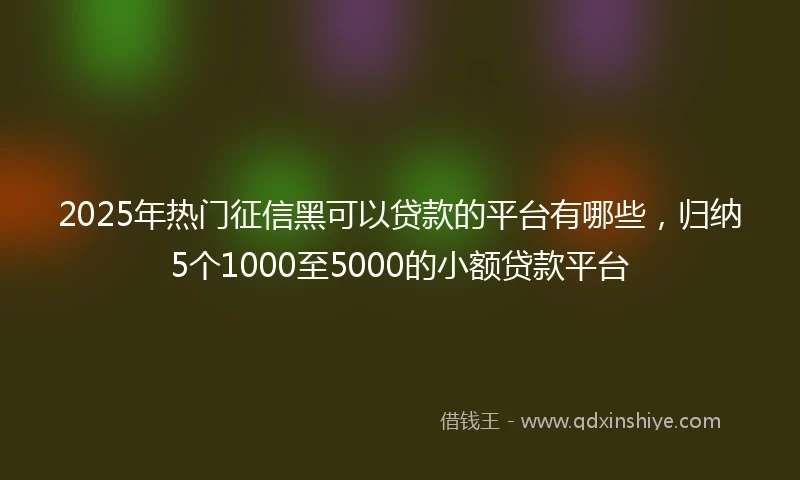2025年热门征信黑可以贷款的平台有哪些，归纳5个1000至5000的小额贷款平台