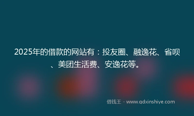 2025年的借款的网站有：投友圈、融逸花、省呗、美团生活费、安逸花等。