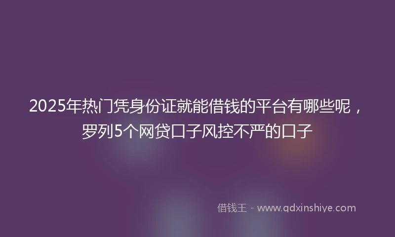 2025年热门凭身份证就能借钱的平台有哪些呢，罗列5个网贷口子风控不严的口子