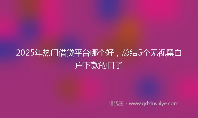 2025年热门借贷平台哪个好，总结5个无视黑白户下款的口子