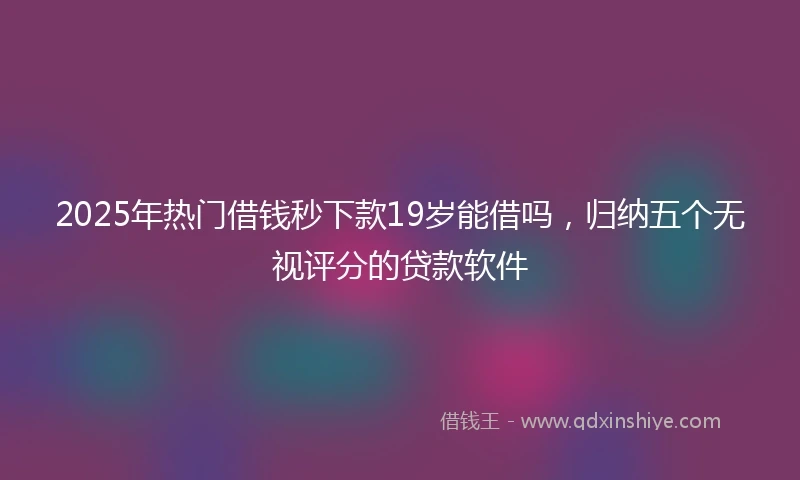 2025年热门借钱秒下款19岁能借吗，归纳五个无视评分的贷款软件