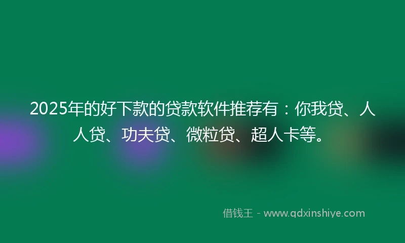2025年的好下款的贷款软件推荐有：你我贷、人人贷、功夫贷、微粒贷、超人卡等。