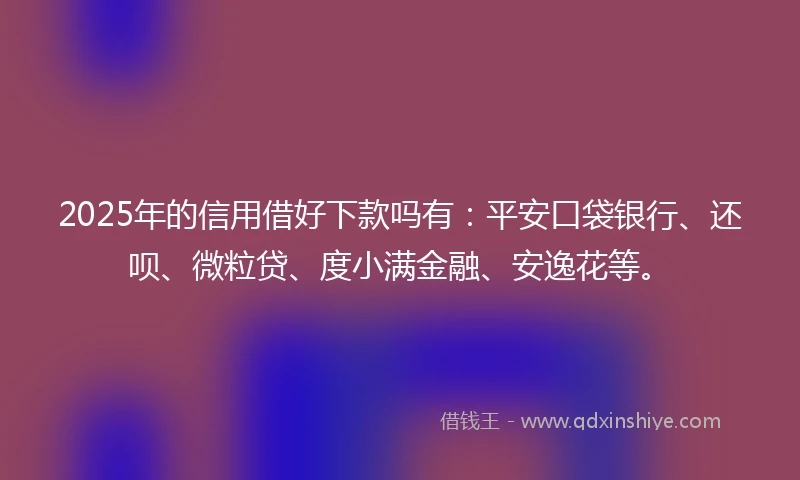 2025年的信用借好下款吗有：平安口袋银行、还呗、微粒贷、度小满金融、安逸花等。