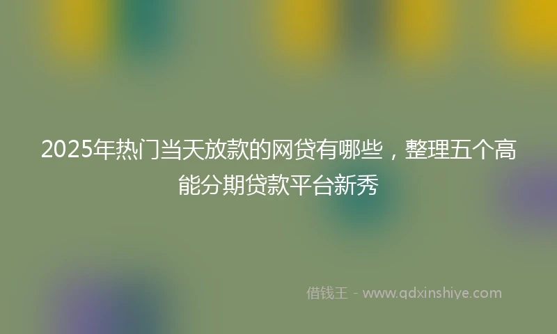 2025年热门当天放款的网贷有哪些，整理五个高能分期贷款平台新秀