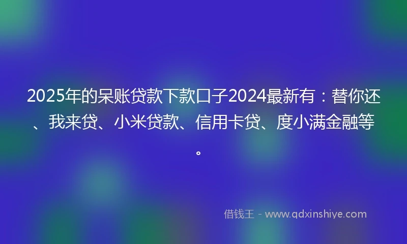 2025年的呆账贷款下款口子2024最新有：替你还、我来贷、小米贷款、信用卡贷、度小满金融等。