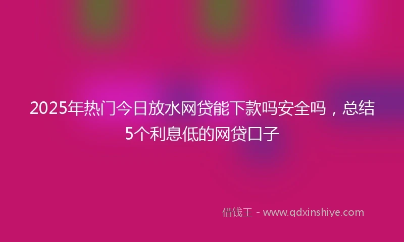 2025年热门今日放水网贷能下款吗安全吗，总结5个利息低的网贷口子