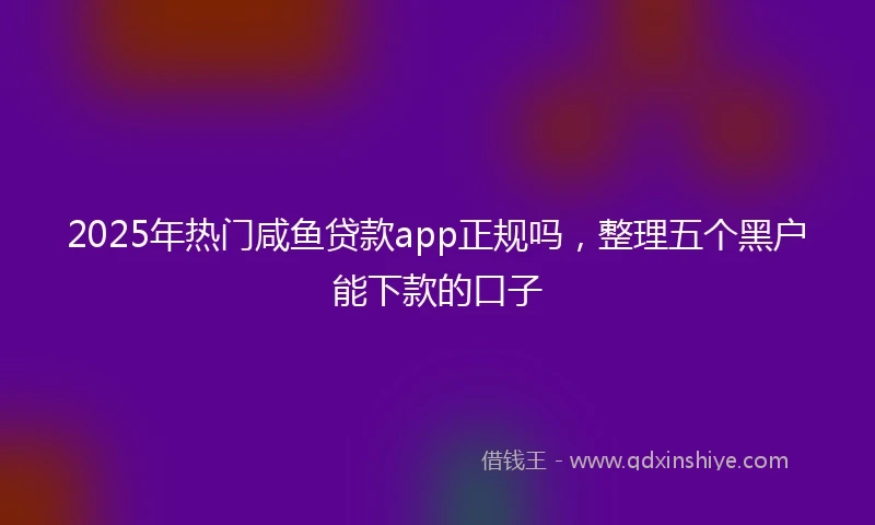 2025年热门咸鱼贷款app正规吗，整理五个黑户能下款的口子