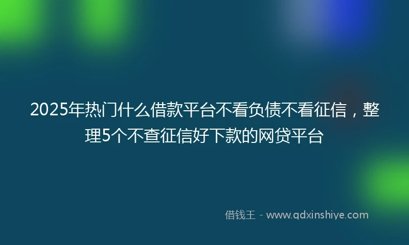 2025年热门什么借款平台不看负债不看征信，整理5个不查征信好下款的网贷平台