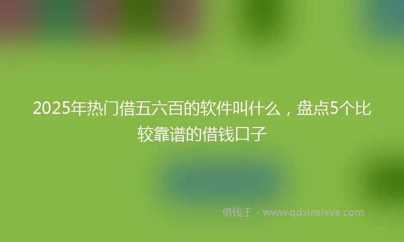 2025年热门借五六百的软件叫什么，盘点5个比较靠谱的借钱口子