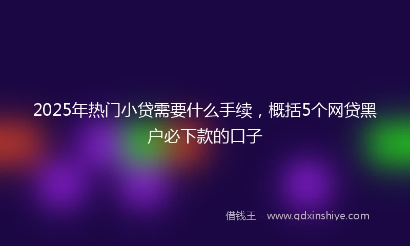 2025年热门小贷需要什么手续，概括5个网贷黑户必下款的口子