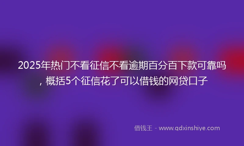 2025年热门不看征信不看逾期百分百下款可靠吗，概括5个征信花了可以借钱的网贷口子