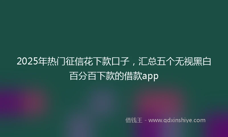 2025年热门征信花下款口子，汇总五个无视黑白百分百下款的借款app