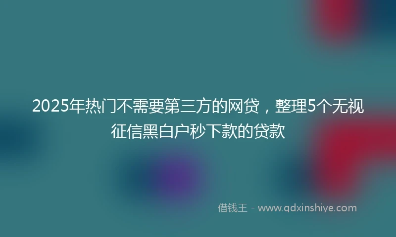 2025年热门不需要第三方的网贷，整理5个无视征信黑白户秒下款的贷款