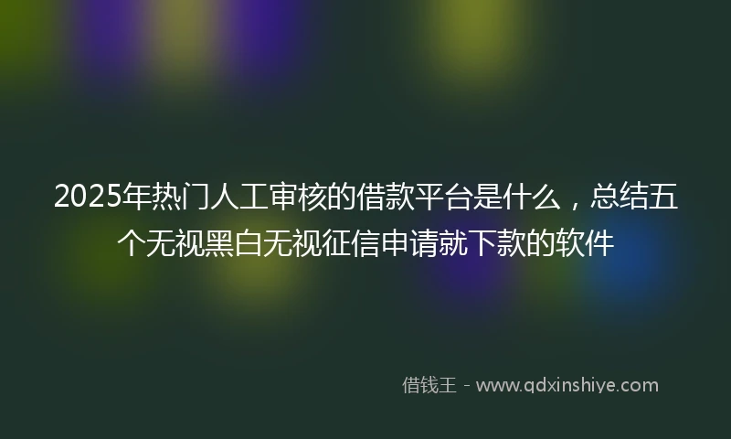 2025年热门人工审核的借款平台是什么，总结五个无视黑白无视征信申请就下款的软件