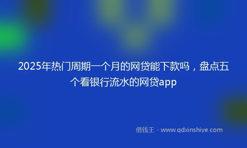 2025年热门周期一个月的网贷能下款吗，盘点五个看银行流水的网贷app