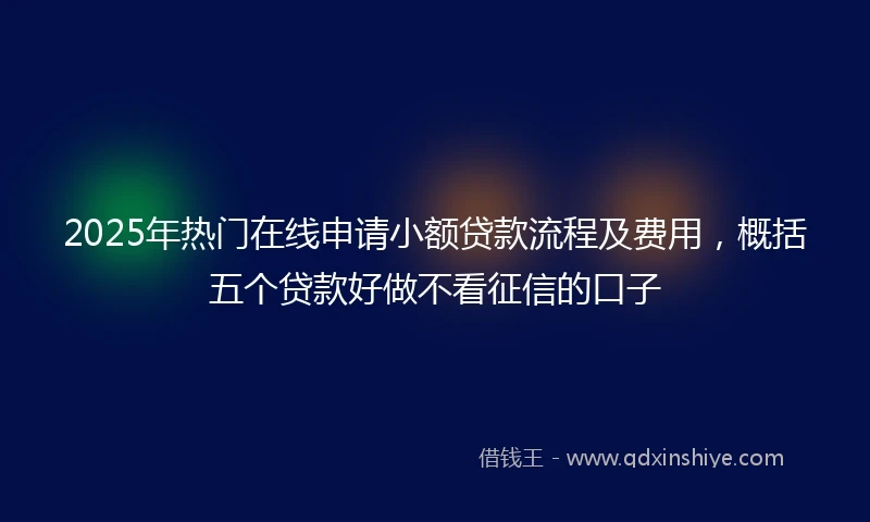 2025年热门在线申请小额贷款流程及费用，概括五个贷款好做不看征信的口子