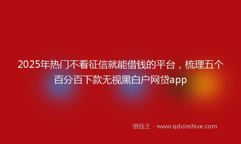 2025年热门不看征信就能借钱的平台，梳理五个百分百下款无视黑白户网贷app