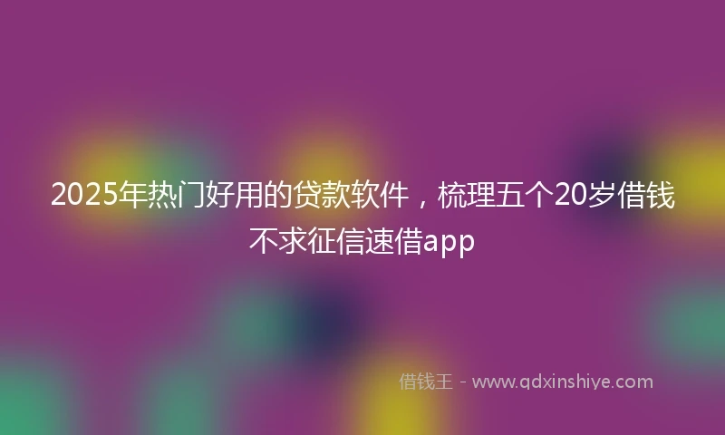 2025年热门好用的贷款软件，梳理五个20岁借钱不求征信速借app