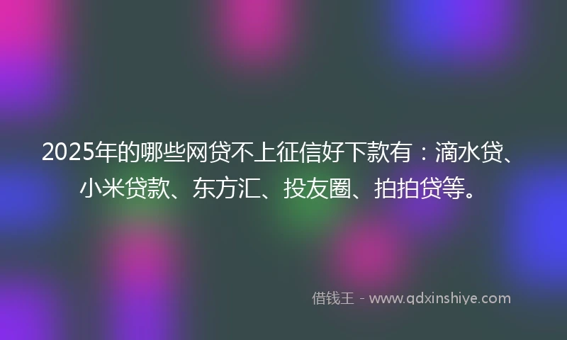 2025年的哪些网贷不上征信好下款有：滴水贷、小米贷款、东方汇、投友圈、拍拍贷等。