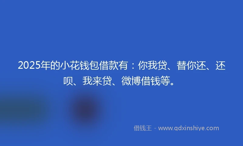 2025年的小花钱包借款有：你我贷、替你还、还呗、我来贷、微博借钱等。