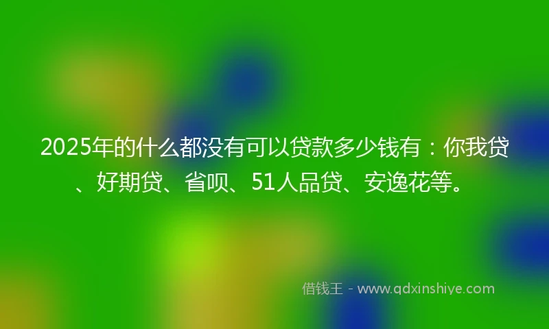 2025年的什么都没有可以贷款多少钱有：你我贷、好期贷、省呗、51人品贷、安逸花等。