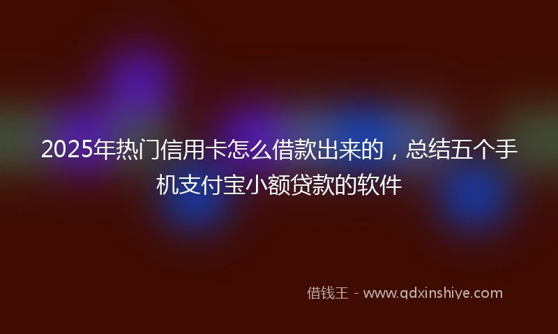 2025年热门信用卡怎么借款出来的，总结五个手机支付宝小额贷款的软件