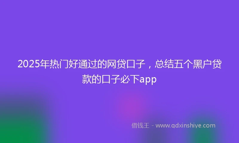 2025年热门好通过的网贷口子，总结五个黑户贷款的口子必下app