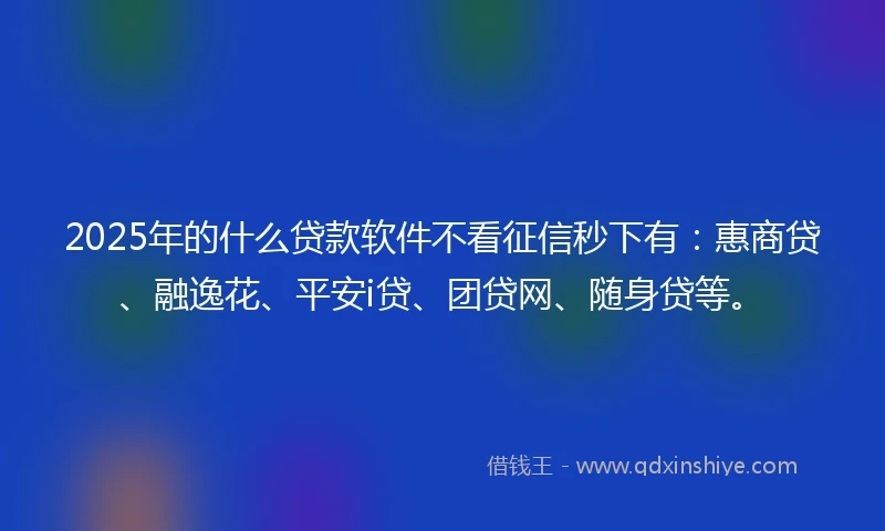 2025年的什么贷款软件不看征信秒下有：惠商贷、融逸花、平安i贷、团贷网、随身贷等。