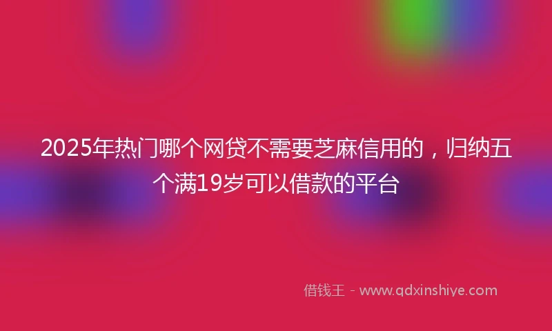 2025年热门哪个网贷不需要芝麻信用的，归纳五个满19岁可以借款的平台