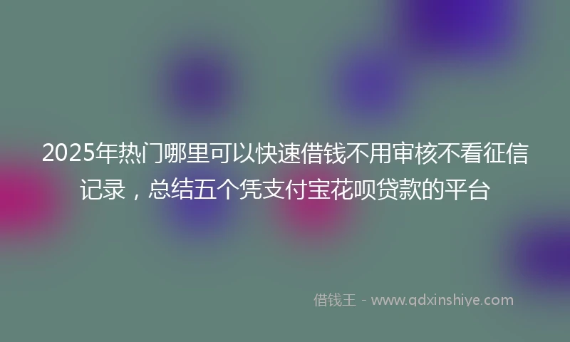 2025年热门哪里可以快速借钱不用审核不看征信记录，总结五个凭支付宝花呗贷款的平台