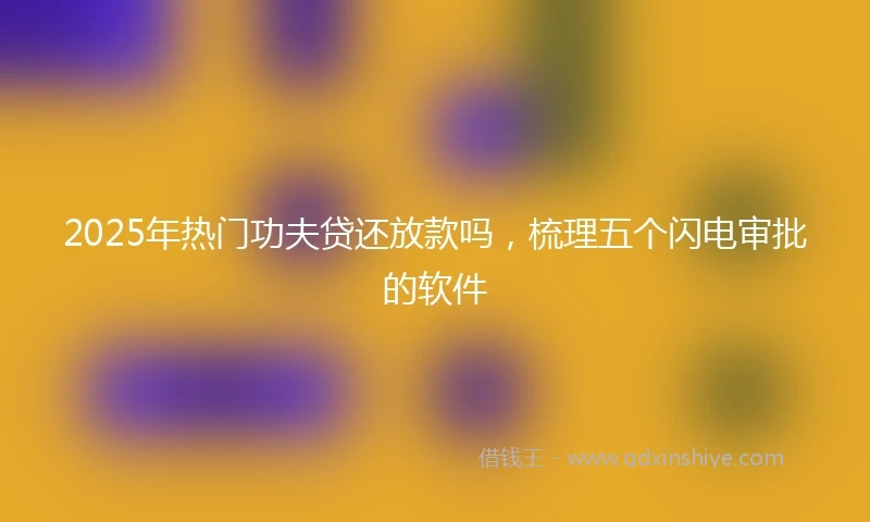 2025年热门功夫贷还放款吗,梳理五个闪电审批的软件