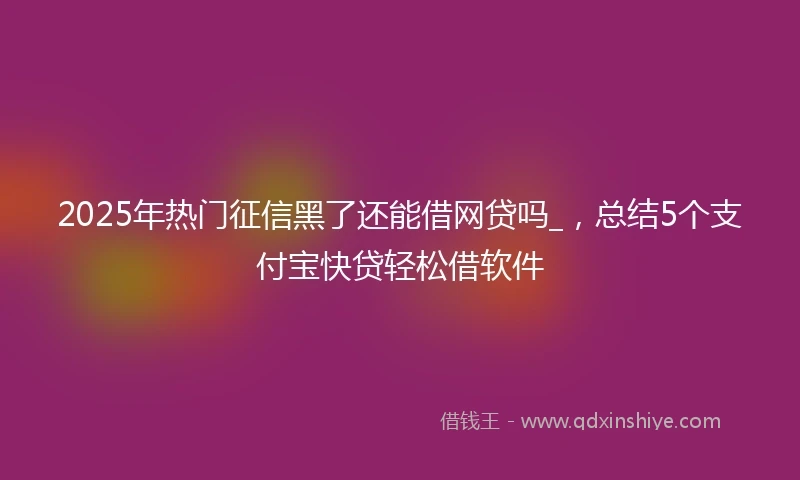 2025年热门征信黑了还能借网贷吗_，总结5个支付宝快贷轻松借软件