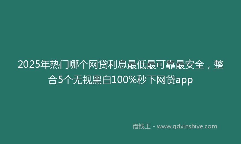 2025年热门哪个网贷利息最低最可靠最安全，整合5个无视黑白100%秒下网贷app