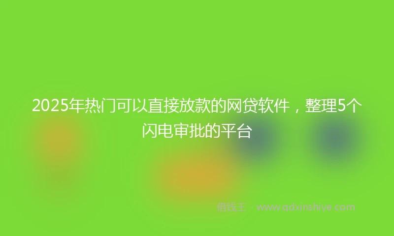 2025年热门可以直接放款的网贷软件，整理5个闪电审批的平台