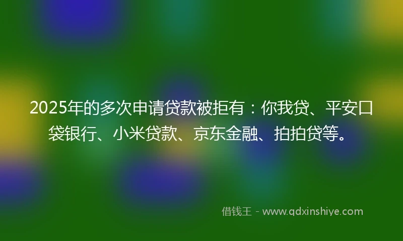 2025年的多次申请贷款被拒有：你我贷、平安口袋银行、小米贷款、京东金融、拍拍贷等。