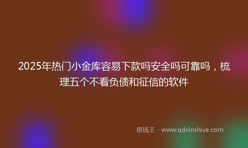 2025年热门小金库容易下款吗安全吗可靠吗，梳理五个不看负债和征信的软件